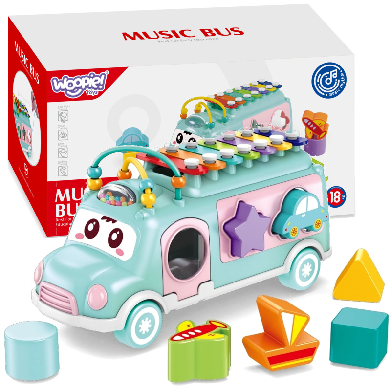 Woopie muzicírovací auto se zeleným sorterem a xylofonem