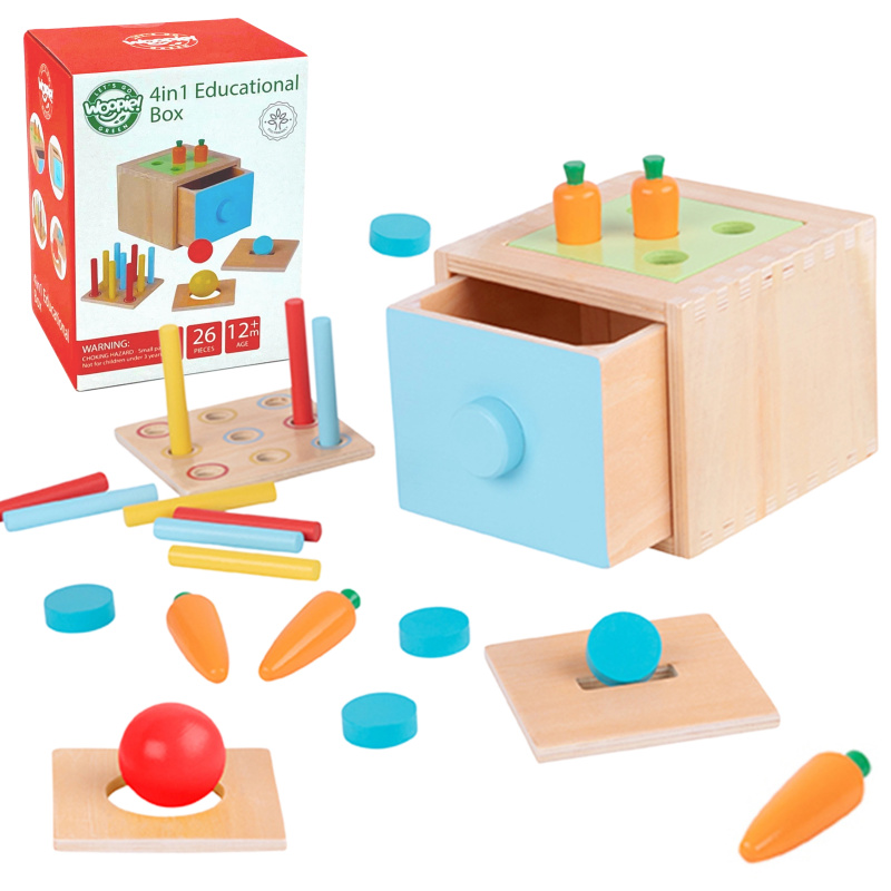 Woopie Green dřevěná edukační šuplíková třídicí hračka Montessori