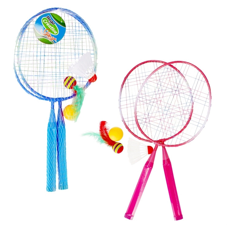 Dětská badmintonová sada – kovové rakety, košíček a míčky