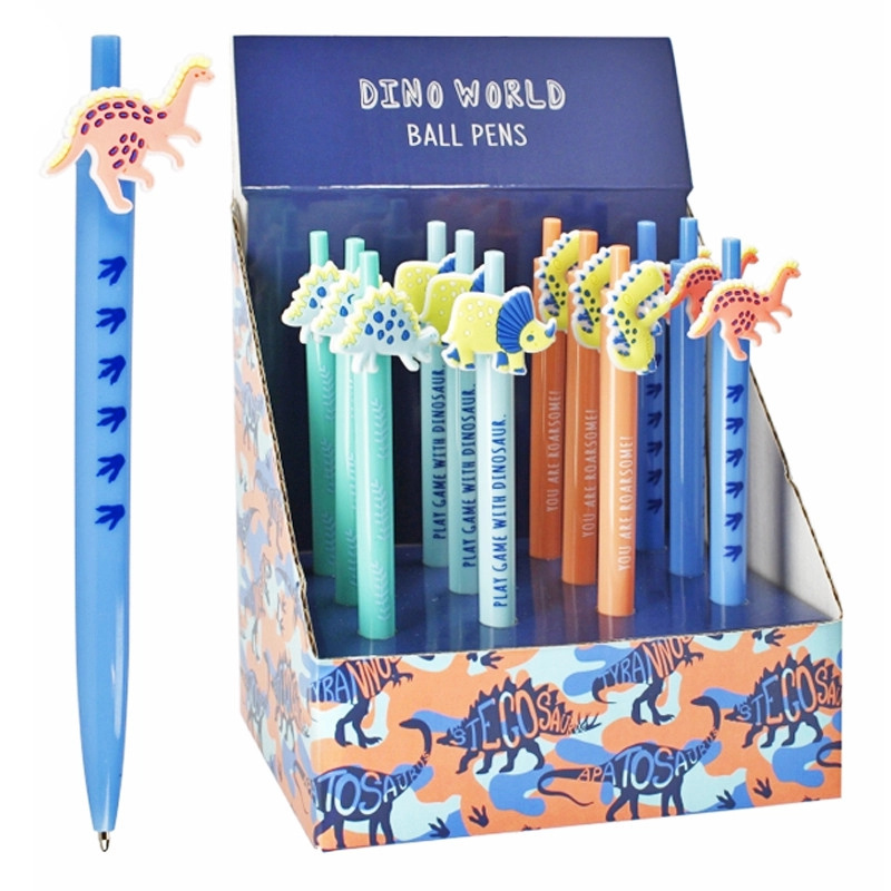 Kuličkové pero s dinosauřím topperem 15 cm