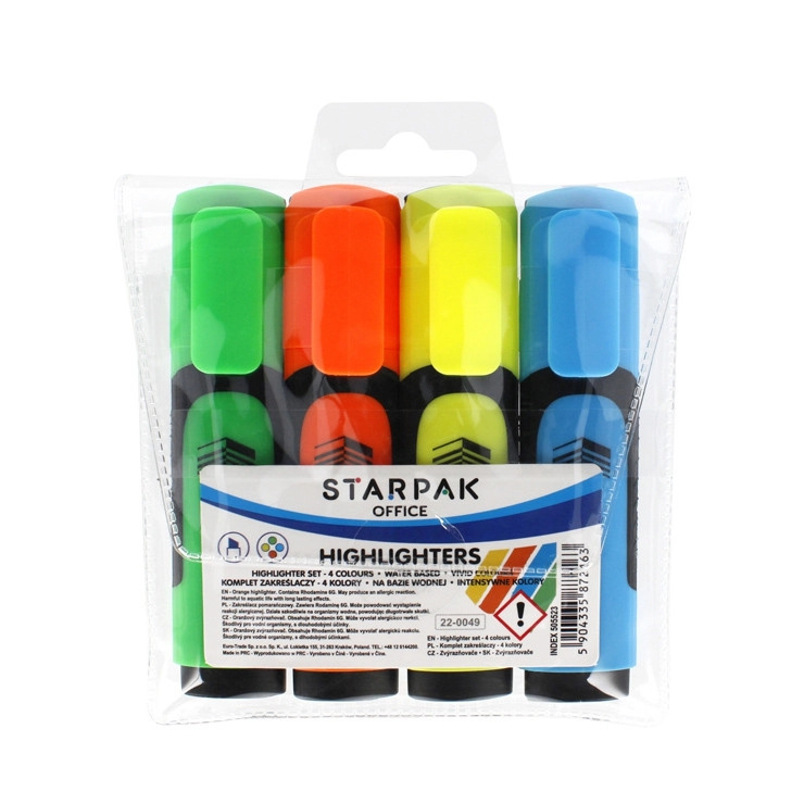 Sada zvýrazňovačů STARPak ve 4 barvách