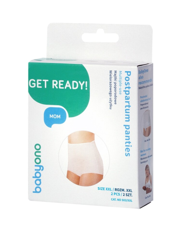BabyOno Get Ready Multiple-use Mesh Panties poporodní kalhotky velikost XXL 2 ks