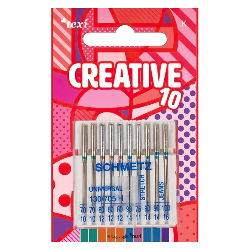 SCHMETZ Strojové jehly TEXI CREATIVE 10 set jehel 130/705 H, balení 10 kusů