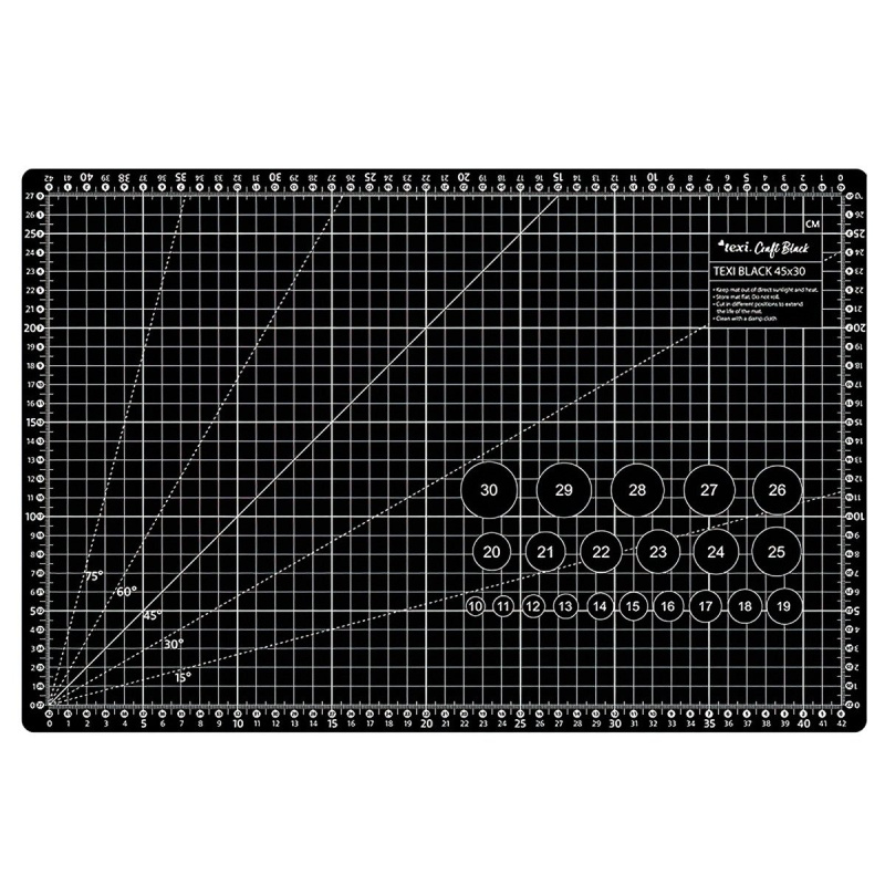 STRIMA Řezací podložka na látky, patchwork TEXI BLACK S, samosvorná, černá, 45x30cm, vel. S , tloušťka 3mm