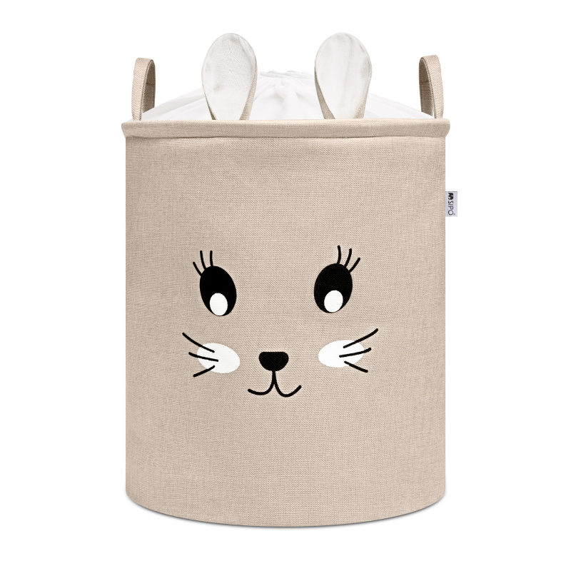 Sipo Koš na hračky XL se šňůrkou, skládací bavlněný / 63 l, Rabbit