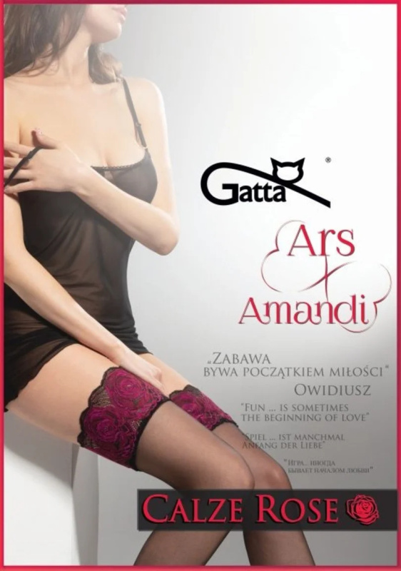 Samodržící dámské punčochy CALZE ROSE - 20 DEN nero-rosso 3-4