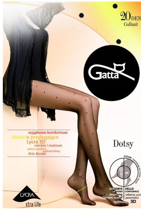 DOTSY - Dámské vzorované punčocháče 03-5 NERO 5-XL