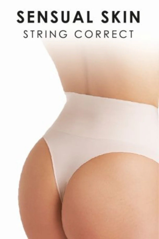 KALHOTKY - STRING CORRECT SENSUAL SKIN SVĚTLÁ NAHOTA 2 XL