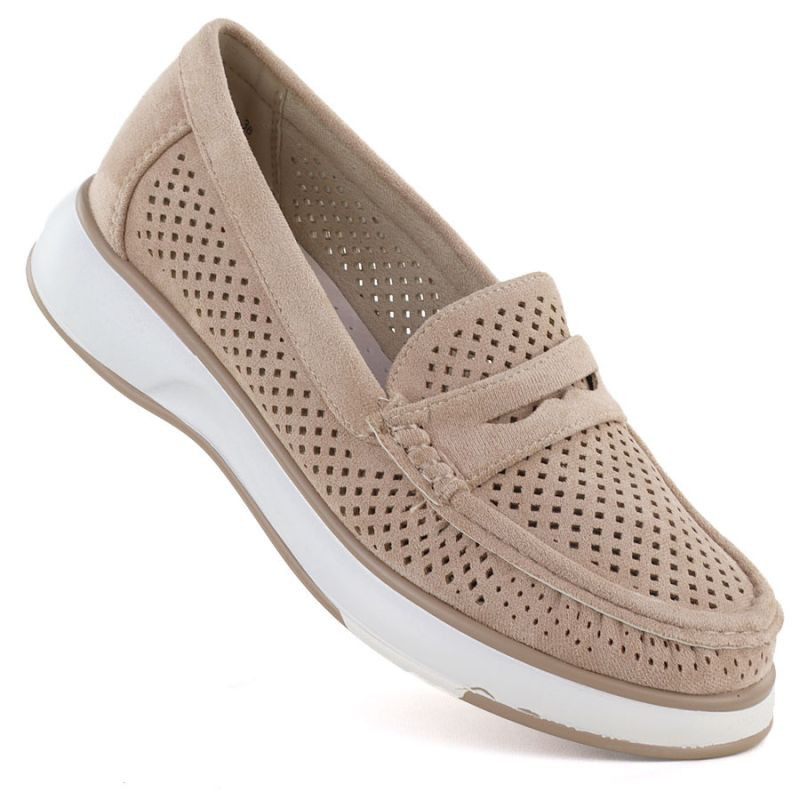 Dámská prolamovaná obuv lord nude Sergo Leone MK098H 36