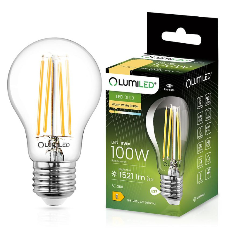 Žárovka Led A60 FIL CL 11W 100W E27 1521LM 83