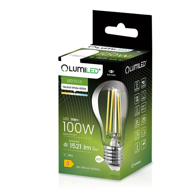 Žárovka Led A60 FIL CL 11W 100W E27 1521LM 84