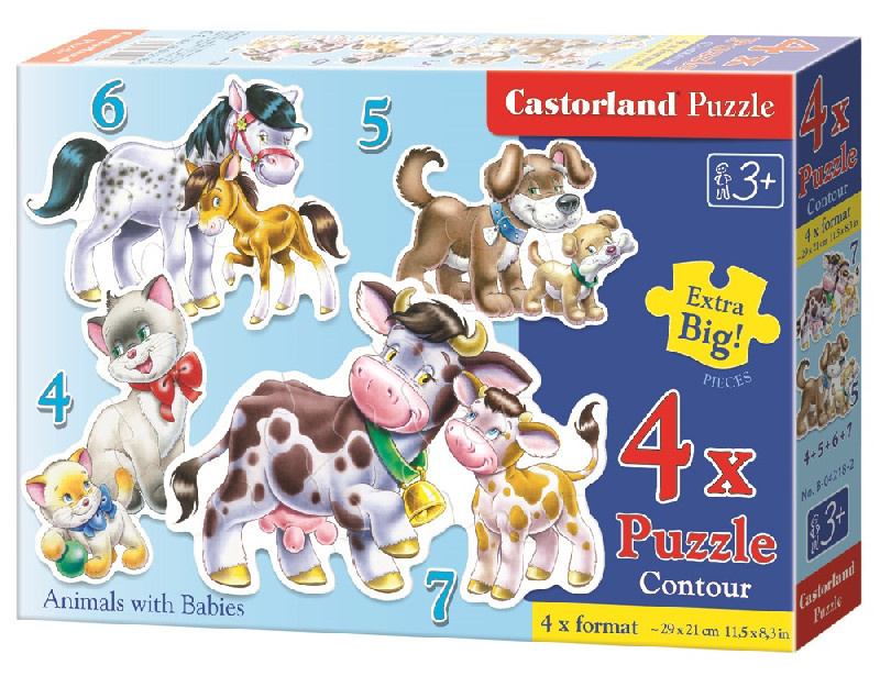 Puzzle Castorland 4v1 (4,5,6,7 dílků) - Zvířátka a jejich mláďátka