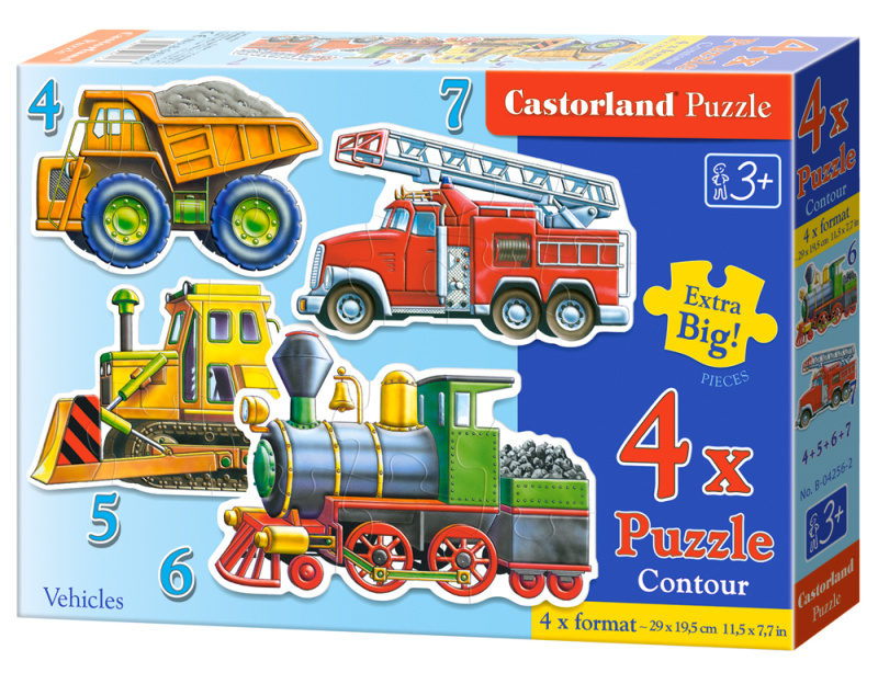 Puzzle Castorland 4v1 (4,5,6,7 dílků) - Vozidla