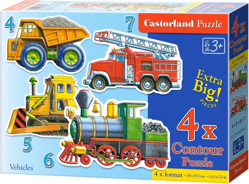 Puzzle Castorland 4v1 (4,5,6,7 dílků) - Vozidla