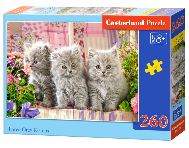 Puzzle 260 dílků Three Grey Kittens