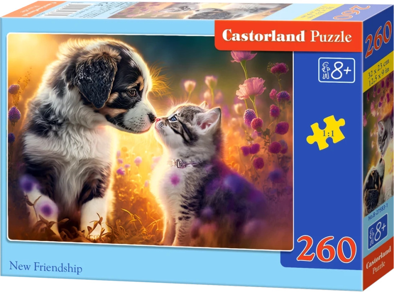 Puzzle 260 dílků Kotě, pes nové přátelství