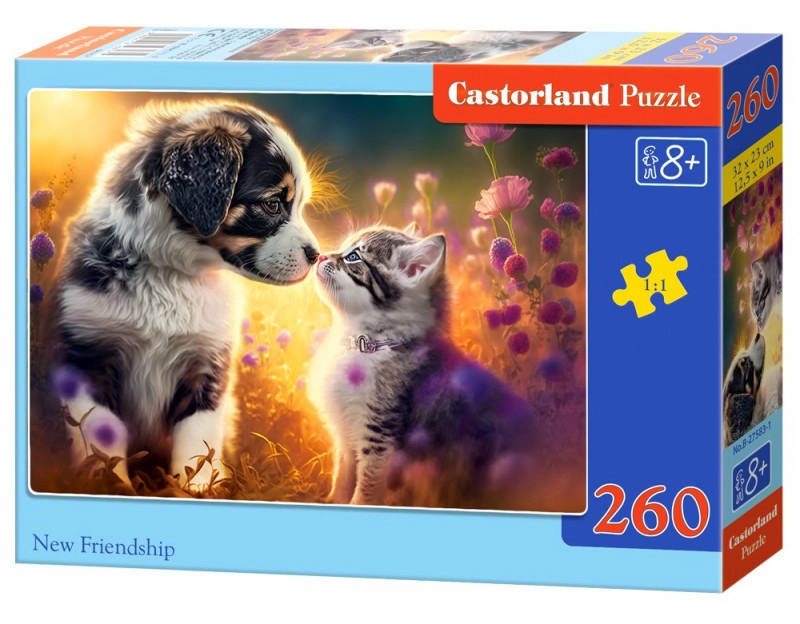 Puzzle 260 dílků Kotě, pes nové přátelství
