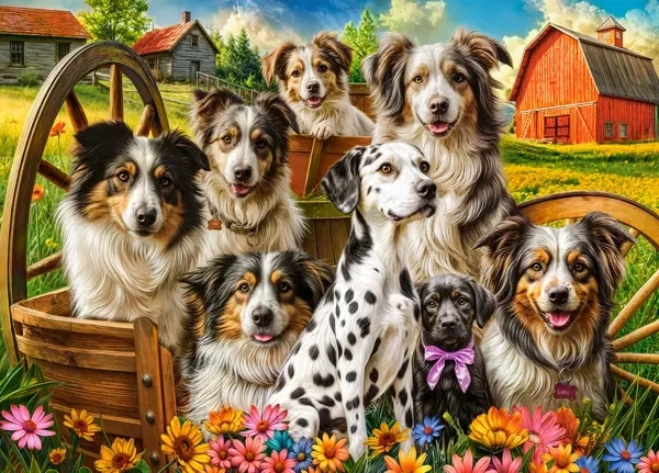 Puzzle šťastní psi na venkově 260 dílků