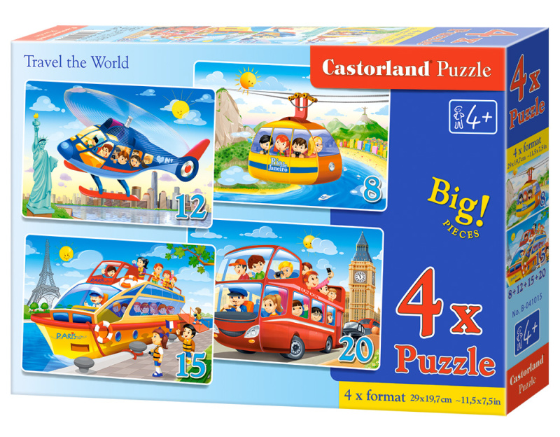 Puzzle Castorland 4v1 (8,12,15,20 dílků) - Cestování po světě