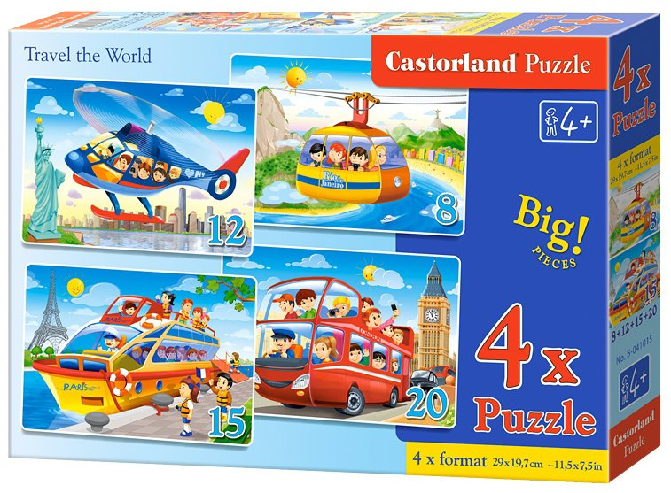 Puzzle Castorland 4v1 (8,12,15,20 dílků) - Cestování po světě