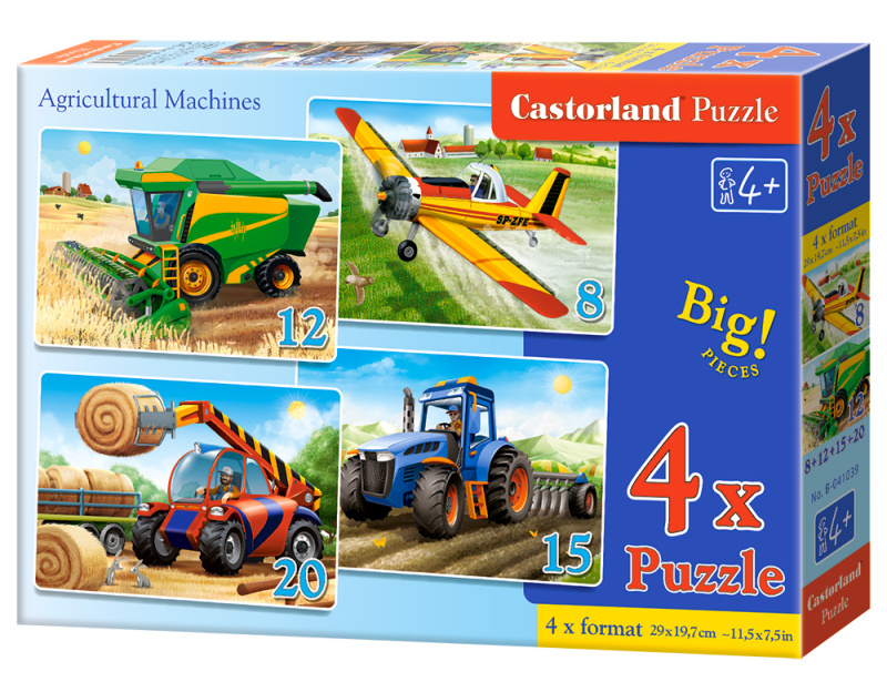 Puzzle Castorland 4v1 (8,12,15,20 dílků) - Zemědělské stroje
