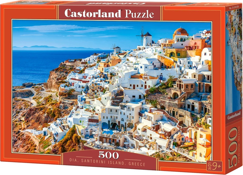 Puzzle Castorland 500 dílků Vesnička Oia, Santorini, Řecko
