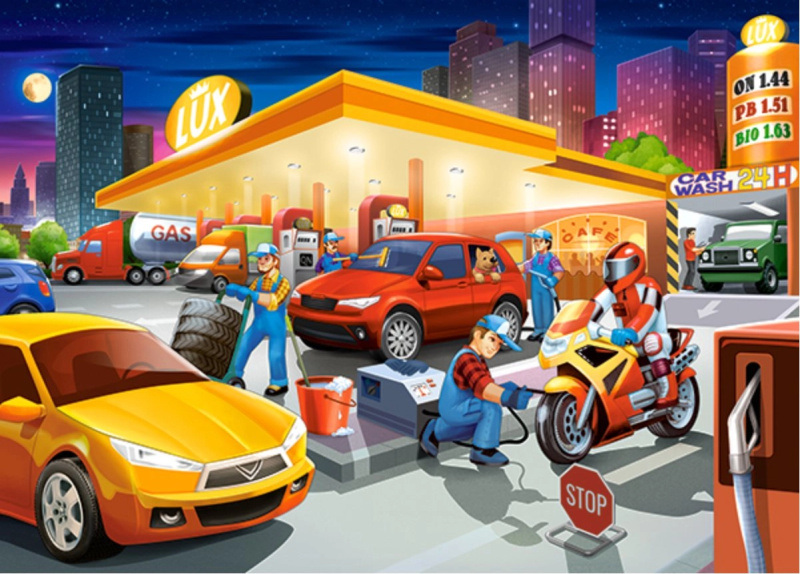Dětská puzzle Benzínová stanice 60 dílků