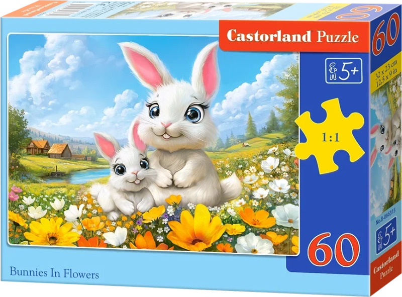 Puzzle pro děti Castorland 60 dílků Králíčci v květinách