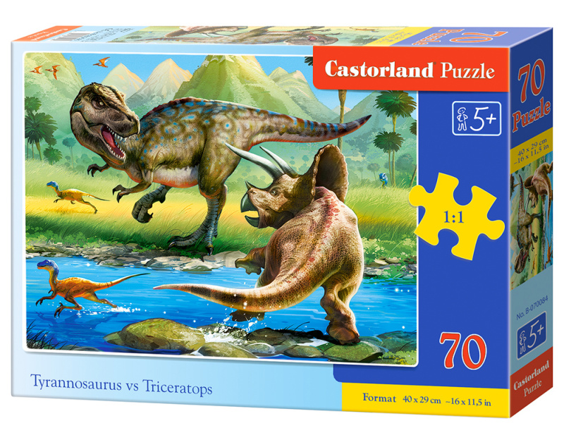 Puzzle 70 dílků Tyrannosaurus vs Triceratops