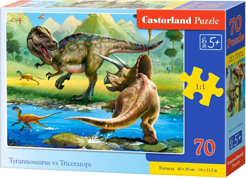 Puzzle 70 dílků Tyrannosaurus vs Triceratops