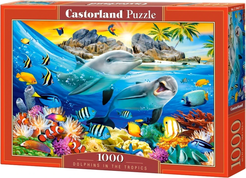 Puzzle 1000 dílků Delfíni v tropech