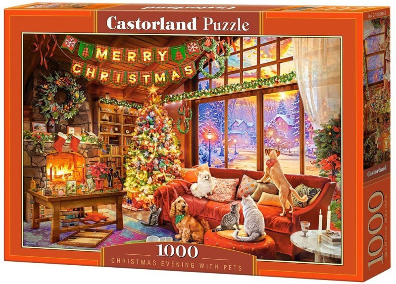 Castorland puzzle štědrý večer s domácími mazlíčky 1000 dílků