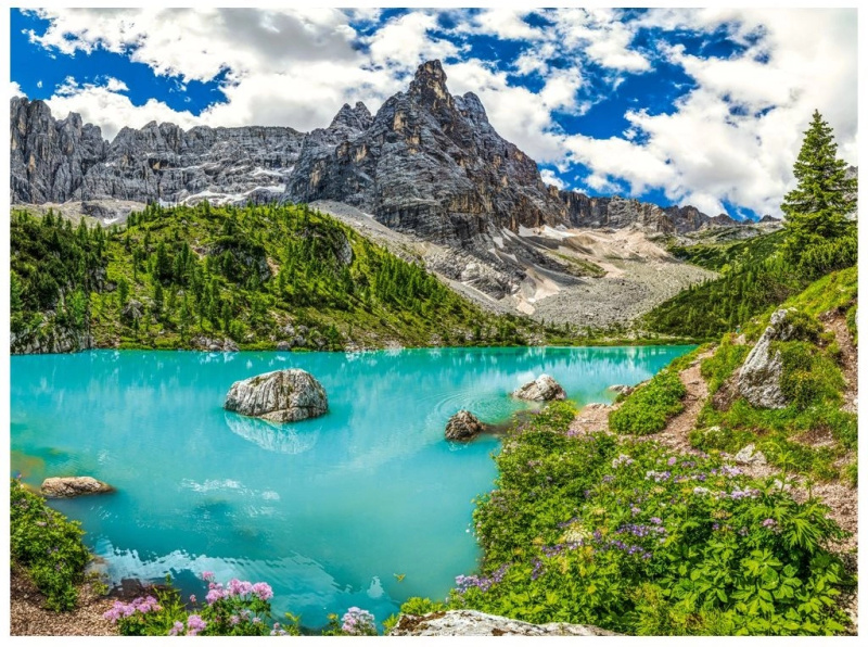 Puzzle jezero Sorapis, Alpy, Itálie 2000 dílků CASTORLAND