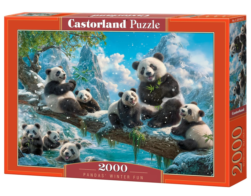 Puzzle Pandí zimní zábava 2000 dílků CASTORLAND