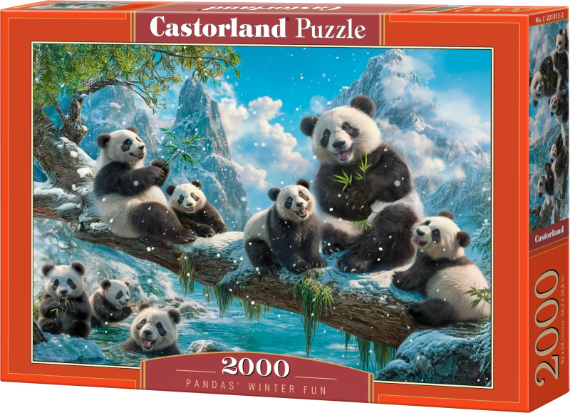 Puzzle Pandí zimní zábava 2000 dílků CASTORLAND