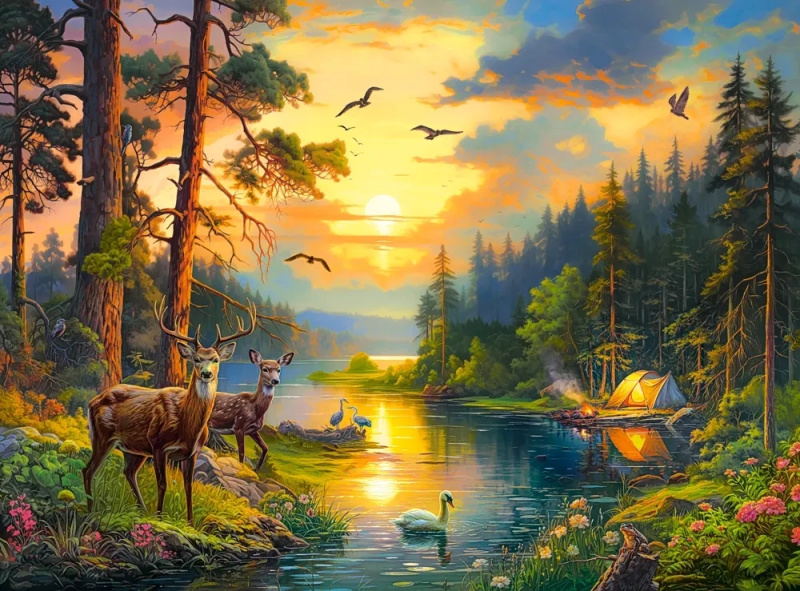 Castorland Západ slunce nad řekou 3000 dílků