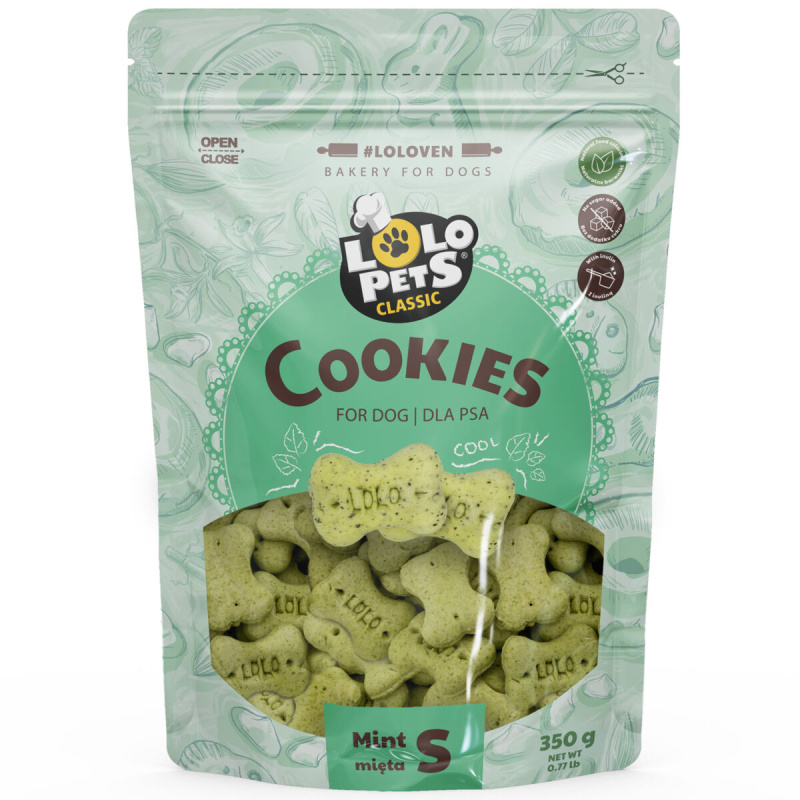 LOLO Sušenky KOSTIČKY MINT s mátou pro psy 350 g