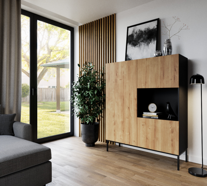 ELTAP Lanzzi 120 Výloha Matná černá/Řemeslný dub