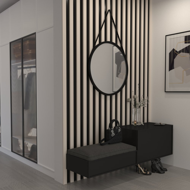 ELTAP Grace kulaté zrcadlo na pásku 60cm černý