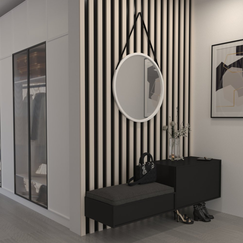 ELTAP Grace kulaté zrcadlo na pásku 60cm bílý