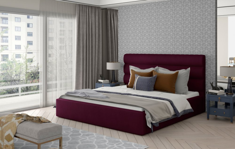 ELTAP Caramel Dřevěný rám Barva: Tmavě fialová, Textilie: Mat Velvet 68, Rozměr: 180x200