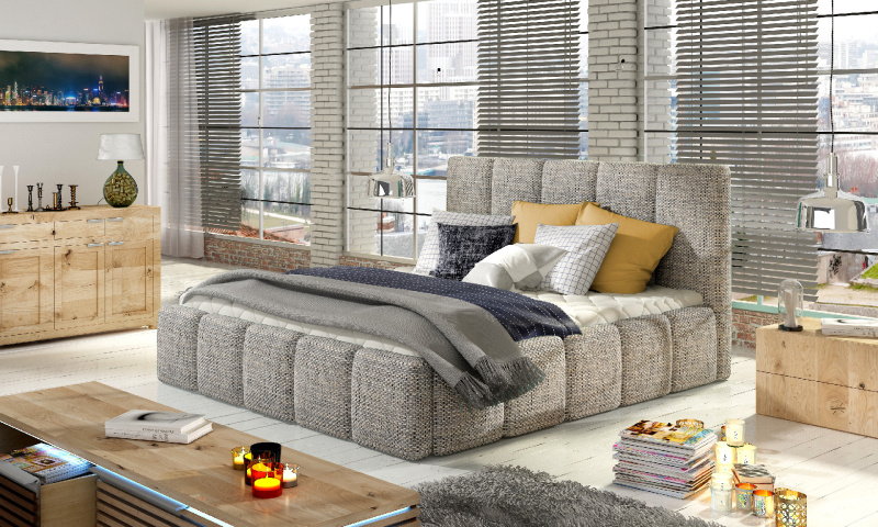 ELTAP Postel Edvige + Dřevěný rám + Standardní zdvih + kontejner Barva: Temný Šedý, Textilie: Sawana 05, Rozměr: 180x200