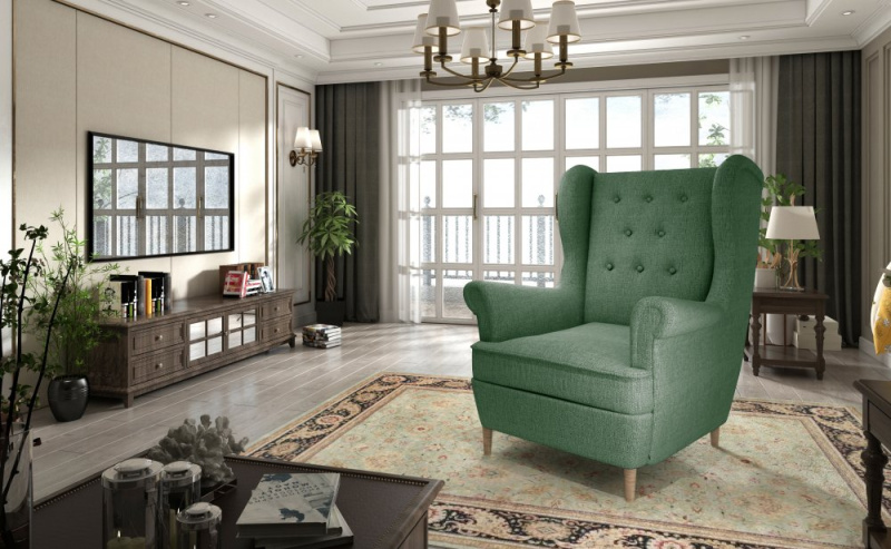 ELTAP Křeslo Aros – prošívání, ušák Barva: Zelený, Textilie: Solid 39