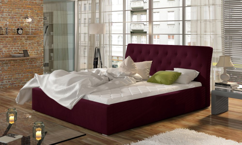 ELTAP Milano + Kovový rám/plynový výtah/kontejner Barva: Tmavě fialová, Textilie: Mat Velvet 68, Rozměr: 140x200