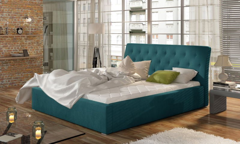 ELTAP Milano + Kovový rám/plynový výtah/kontejner Barva: Modrý, Textilie: Mat Velvet 75, Rozměr: 180x200