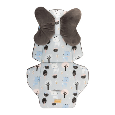 Bomimi Podložka s polštářkem, oboustranná Forest graphite minky