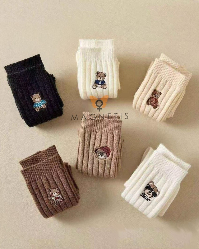 Magnetis ponožky YN5041 Výšivka medvídka hnědá univerzální