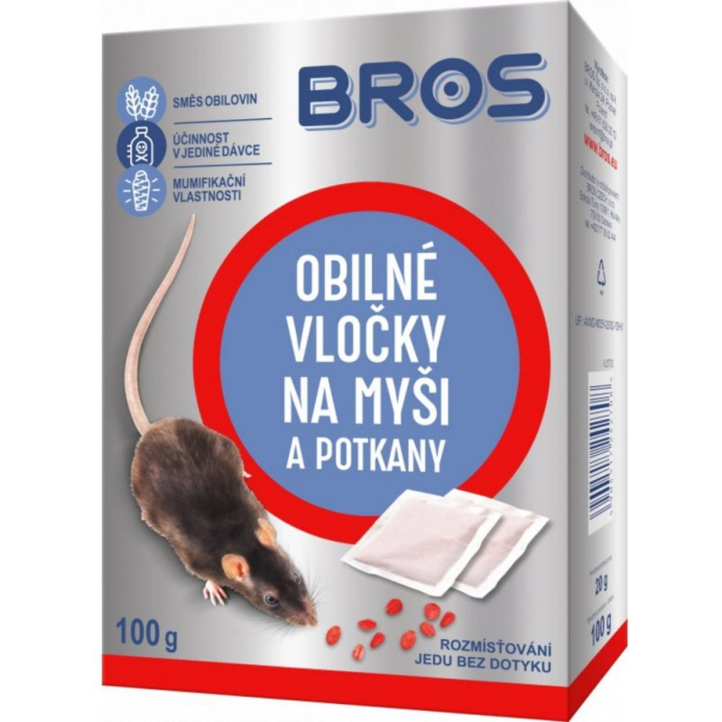 Bros - Obilné vločky na myši, krysy a potkany 5 x 20 g