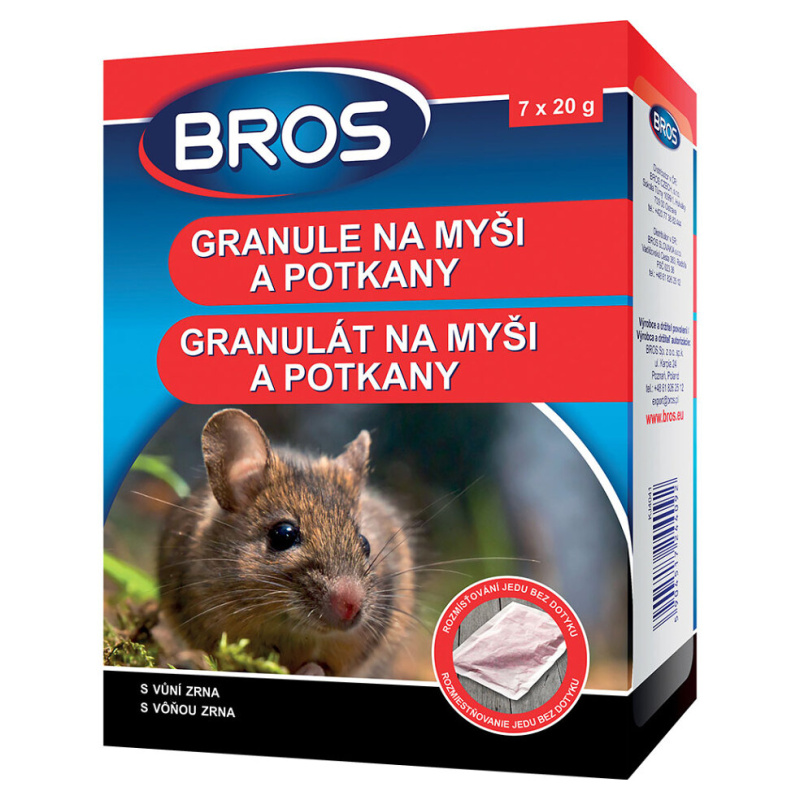 BROS Rodenticid granule na myši a potkany 7 x 20 g