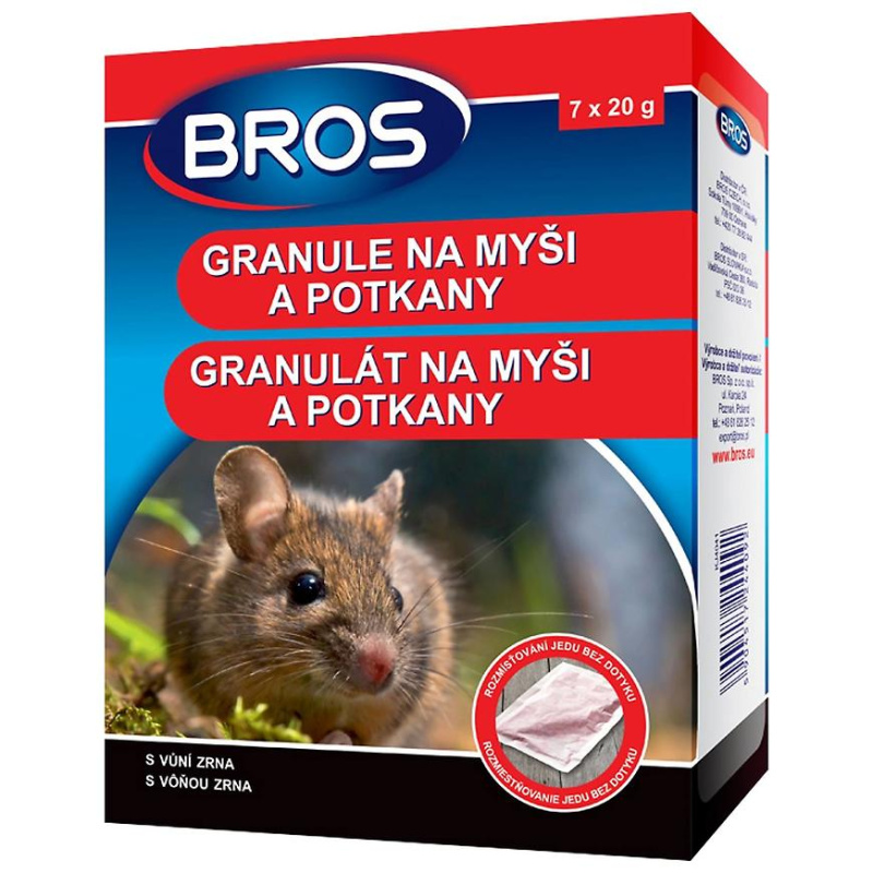 BROS Rodenticid granule na myši a potkany 7 x 20 g